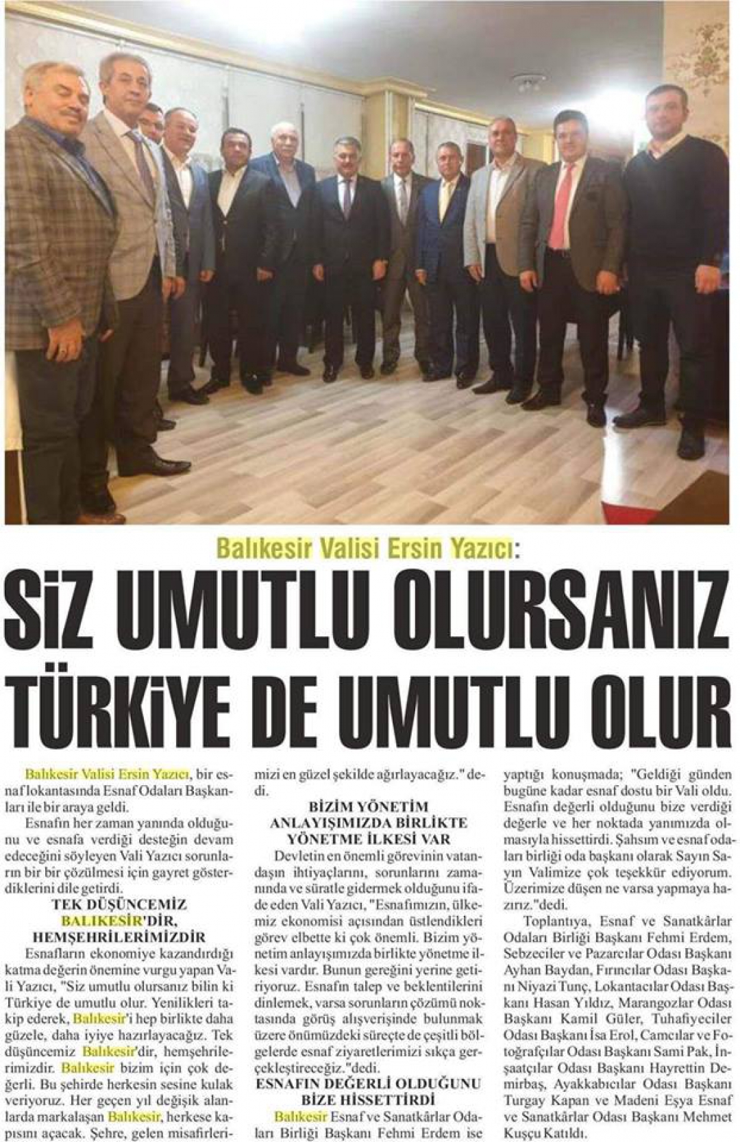 Vali Yazıcıdan Mesaj